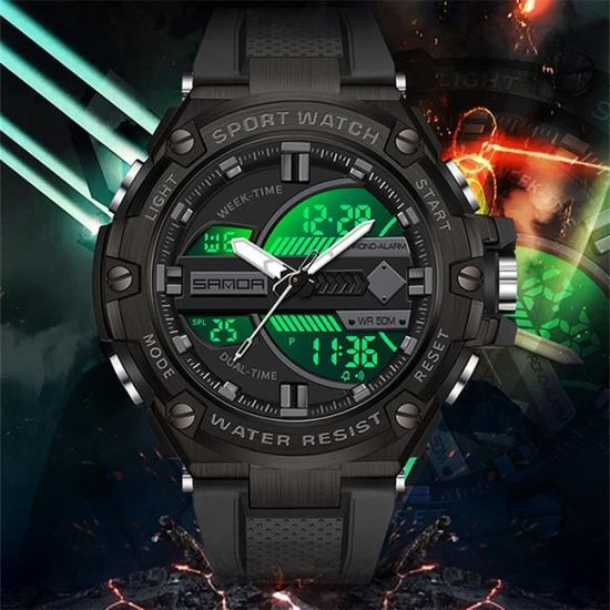 MAIMANRUI Nouvelle montre electronique pour hommes fashion trend Outdoor Sports Night Light Waterproof reveil montres bracelets Achat vente montre Homme Adulte Noir Cdiscount