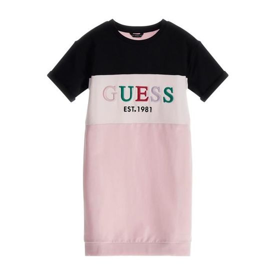 Robe fille Guess French Terry - black and pink - 10 ans
