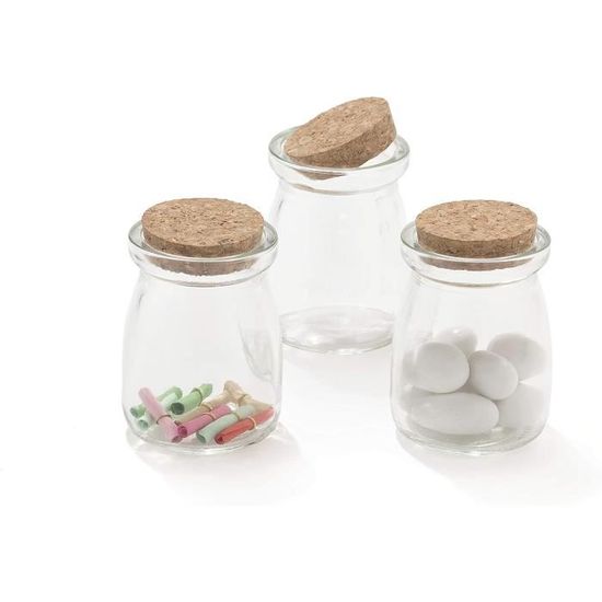 Lot De 30 Pots En Verre 100 Ml Avec Bouchon Liège Et Parchemin - Bonbonnières Mariage