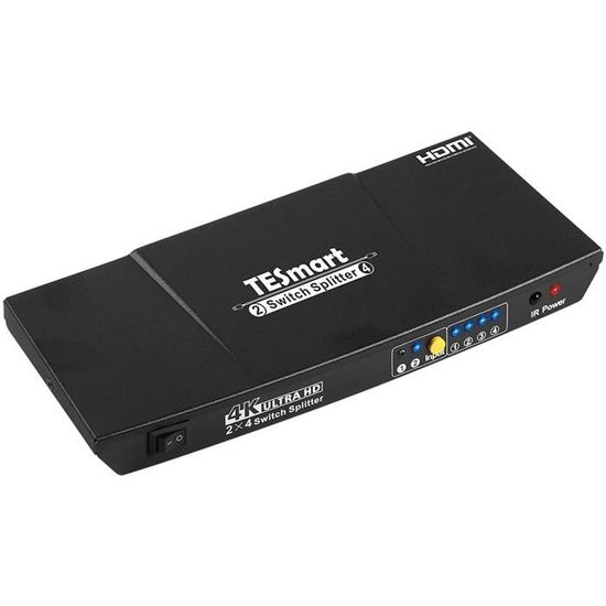 TESmart 8×1 Commutateur HDMI 8 In 1 Out Supporte 4K@60Hz HDCP 2.2 Avec Oreilles De Montage En Rack 19" | RS-232/Lan Control |Tél écommande IR Et Auto Switch | Auto Scan Avec