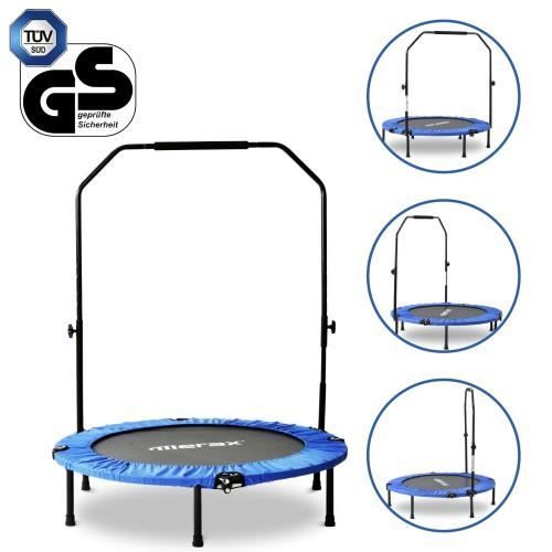 TRAMPOLINE FITNESS pliable 40 -, mini trampoline avec poignée en mousse réglable, charge max. 100 kg, Ø 102 cm--BLEU