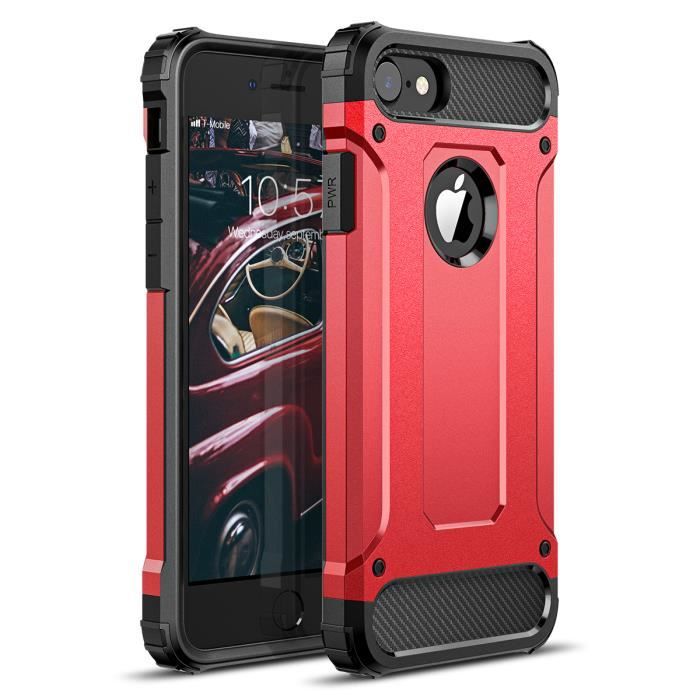 【CaseMe】Coque iPhone 8 Bumper [Armor Box] [Double Couche] Case de Protection Robuste Antichoc et Hybride Rouge