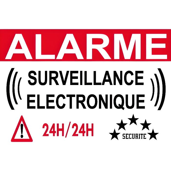 Panneau de dissuasion Alarme vidéo surveillance 300x200mm en pvc 3mm