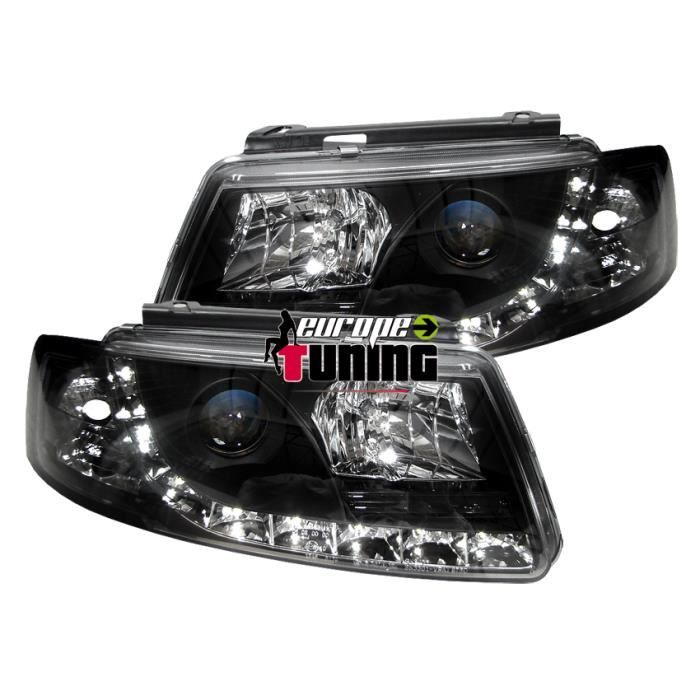 phares à LED diurnes, DragonLights, noir, avec clignotant... 96-00 pour: Volkswagen Passat B5 96-00