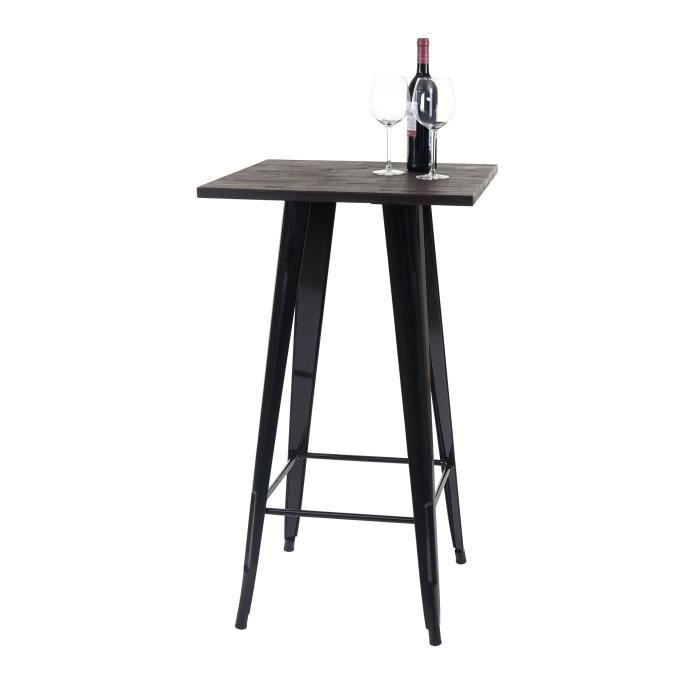 Table mange-debout HWC-A73, plateau en bois, design industriel, métal, 107x60x60cm, noir