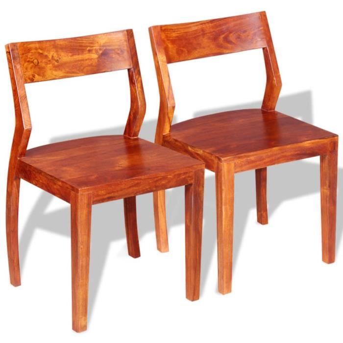 ♫8588 Lot de 2 Chaise de salle à manger Design & Chic - Ensemble de 2 chaises Bois d'acacia massif et Sesham Home®