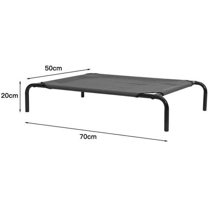 Lit sur pieds pour chien/chat lit de camp animale surélevé en tissu dim. 70L x 50l x 20H cm