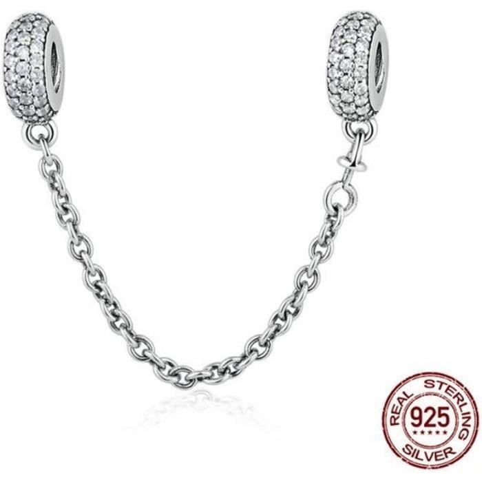 CHARM S 2 Charms Argent 925 Pandora style Chaîne de Sécurité Pour Bracelets de Pandora Pavé Bijoux Femme Cadeau PSC011