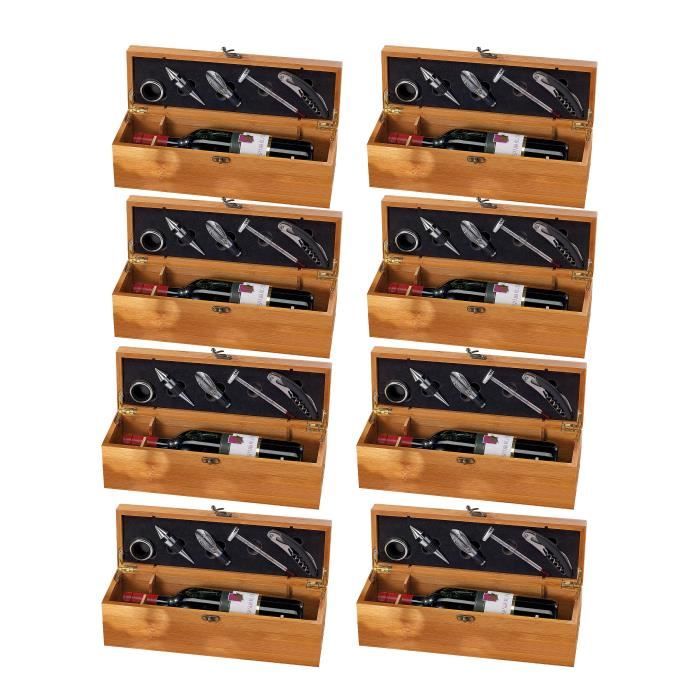 8 coffrets à bouteille en bambou
