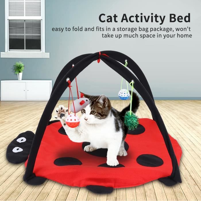 Lit pliable multifonctionnel d'animal familier de tente de tapis de jeu d'activité de chat avec les boules accrochantes de jouet H
