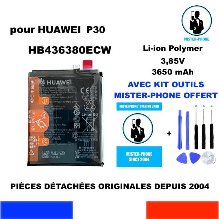 BATTERIE ORIGINALE HUAWEI HB436380ECW P30 Dual Sim Edition 3650mAh OEM ORIGINE + KIT OUTILS GENUINE BATTERY TOOLS