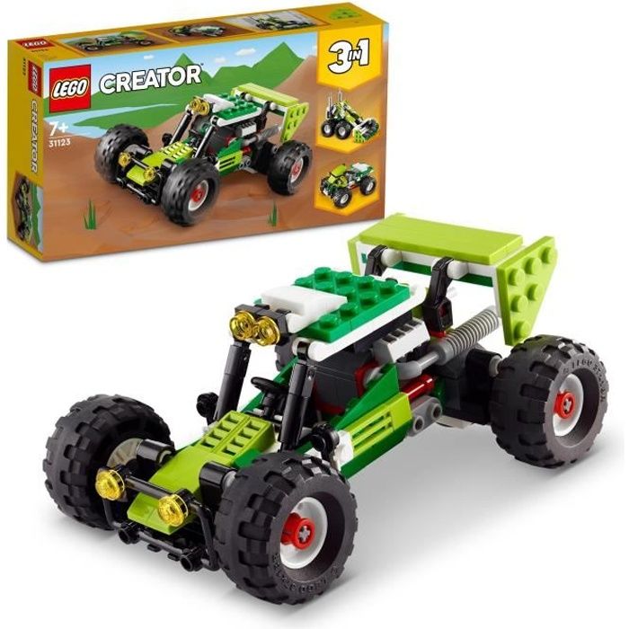 LEGO® 31123 Creator 3 en 1 Le Buggy Tout-Terrain, Chargeuse-Pelleteuse, VTT Jouet pour les Enfants, Ensemble de 3 Véhicules