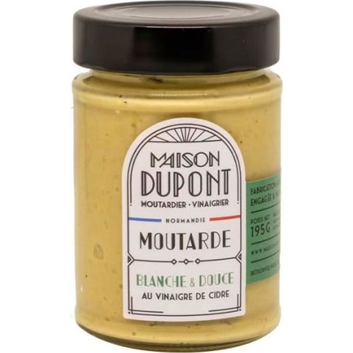 Moutarde blanche au vinaigre de cidre - Pot de 195g - Maison Dupont - Made in Calvados