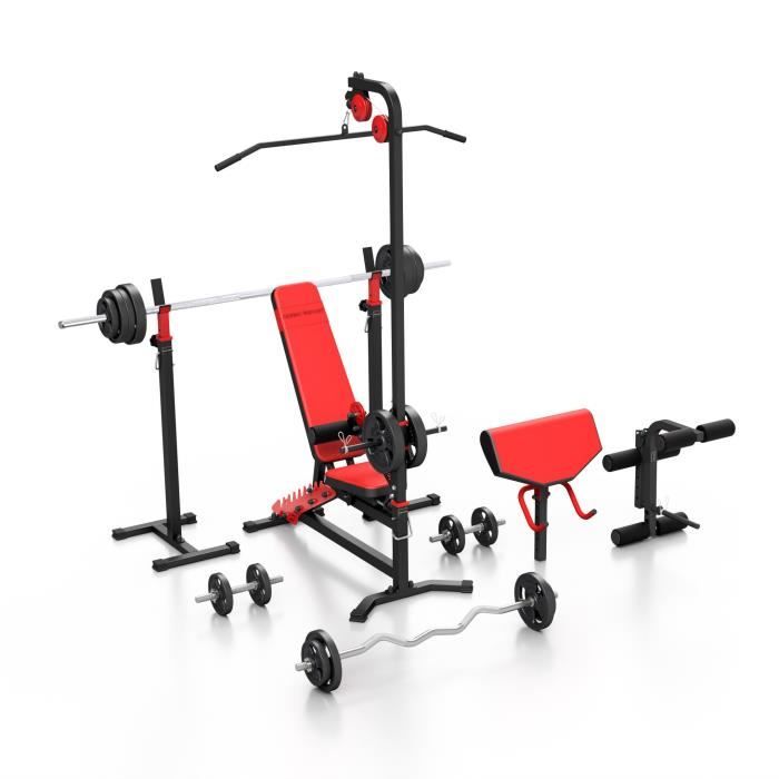 Marbo Sport MS38_170KG_KIER_G - MS-L102 + MS-S101 + bureau curl + rallonge de jambe + tirette + barres / plaques de poids 113 kg