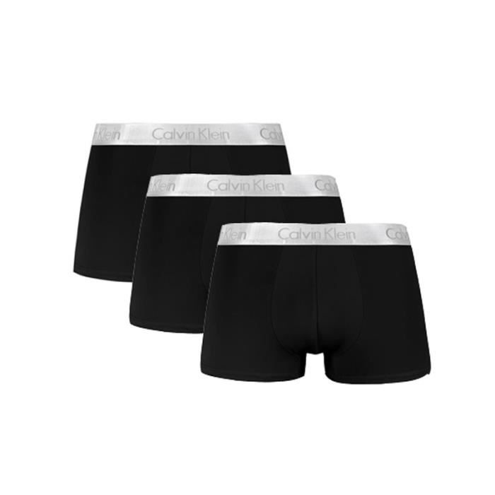 CALVIN KLEIN Pack de 3 Coton Sous - vêtements pour Hommes Noir-Noir-Noir
