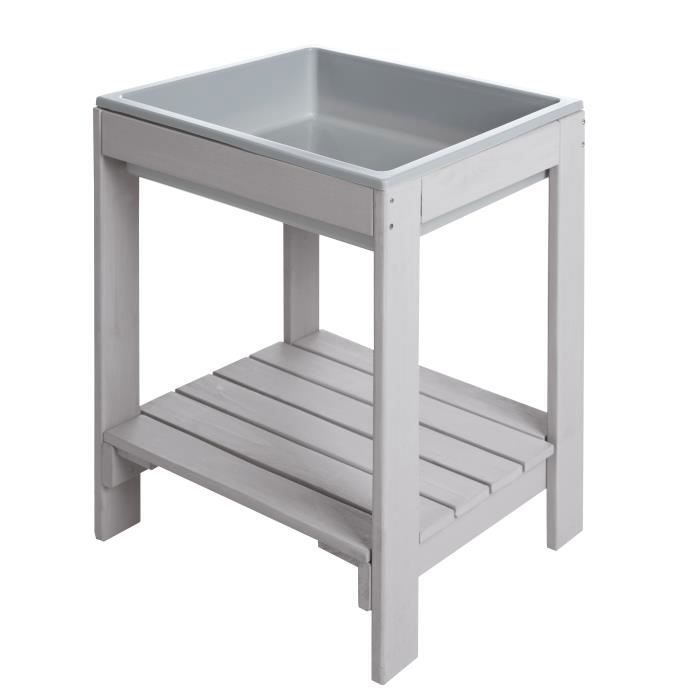 Roba Table Sable et Eau -Tiny- en Bois Massif Résistant aux Intempéries - Gris