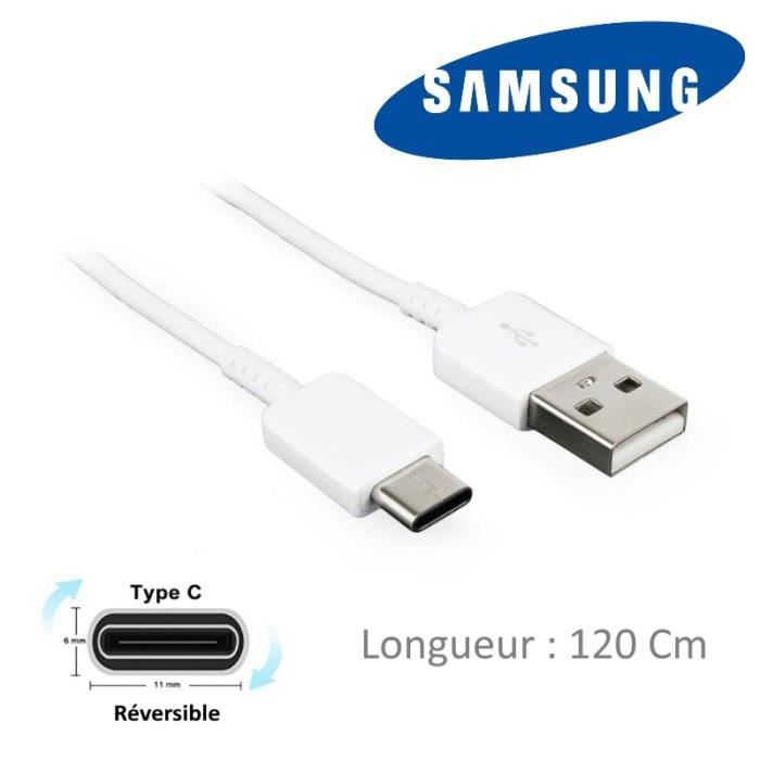 Câble USB-C Original 120 cm Pour SAMSUNG Galaxy NOTE 10 - Galaxy NOTE 10 Plus - Galaxy Fold - XCover 4S - A80 - Galaxy A20e ... et +