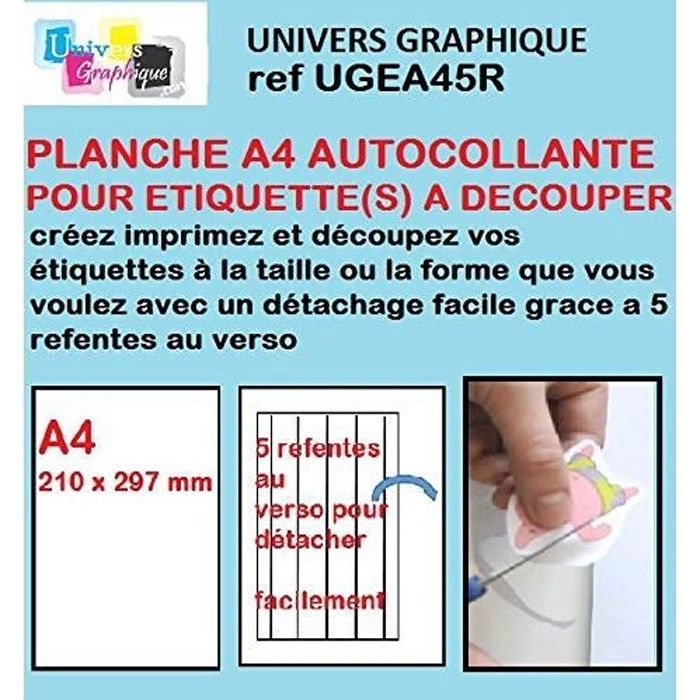 200 Papier adhésif blanc A4 autocollant SPECIAL DECOUPE : feuilles adhésives pour imprimer vos étiquettes et découper au format voul