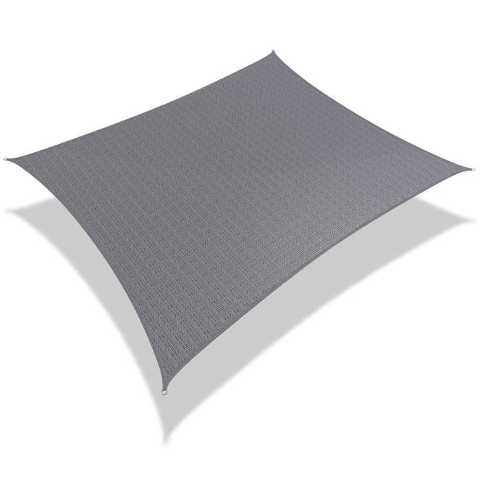 VOUNOT Voile d'ombrage rectangulaire avec 24pcs kit de fixation 3x2.5M Gris