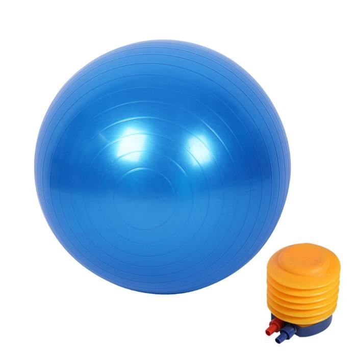 Boule de yoga lisse +pompe à air Boule d’exercice fitness gym de 65 cm bleu