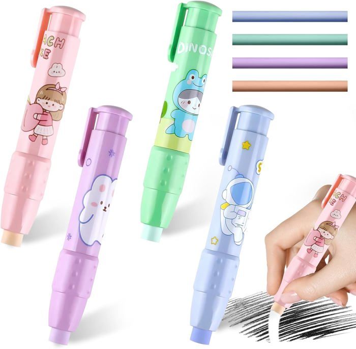 Gommes Rétractables Panda 5 Pack - Style Kawaii Pour Enfants | Fourniture Scolaire Mignonne