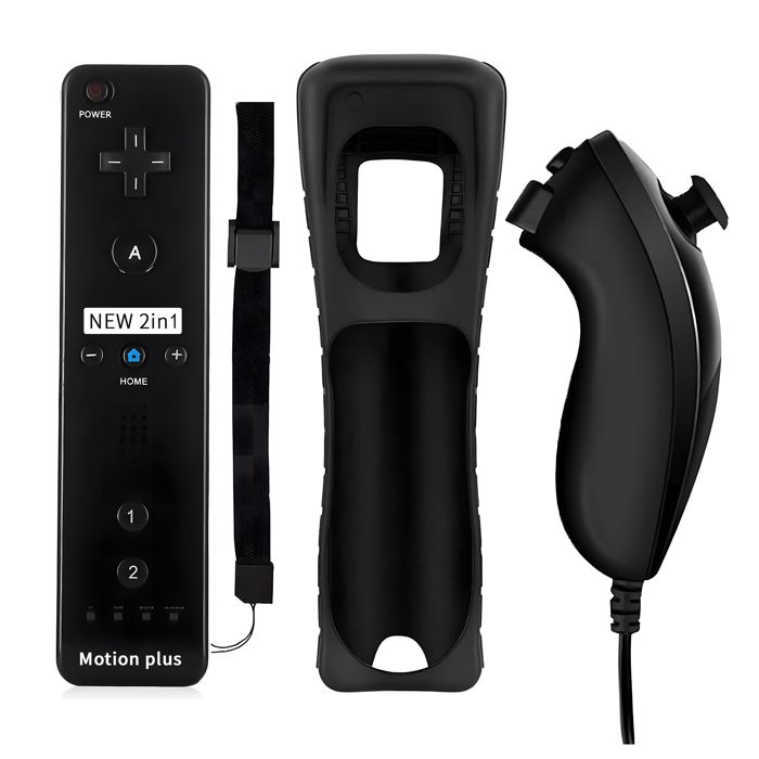 Qumox 2 En 1 Manette Motion Plus Intégrée Remote Nunchuck + Housse Manettewii Nunchuck Pour Nintendo Wii Wii U Wii Mini