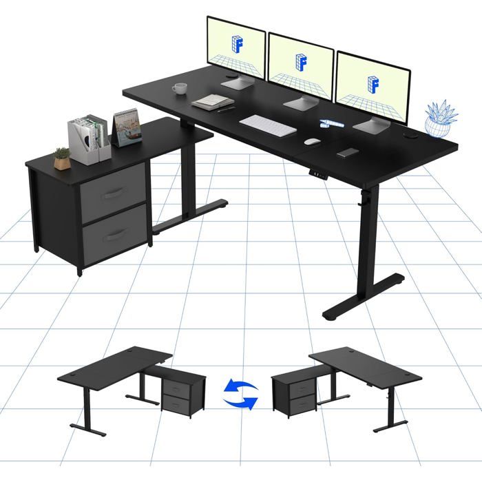 FLEXISPOT EB2 Bureau Assis Debout Avec Plateau Epissage 140x70cm 2
