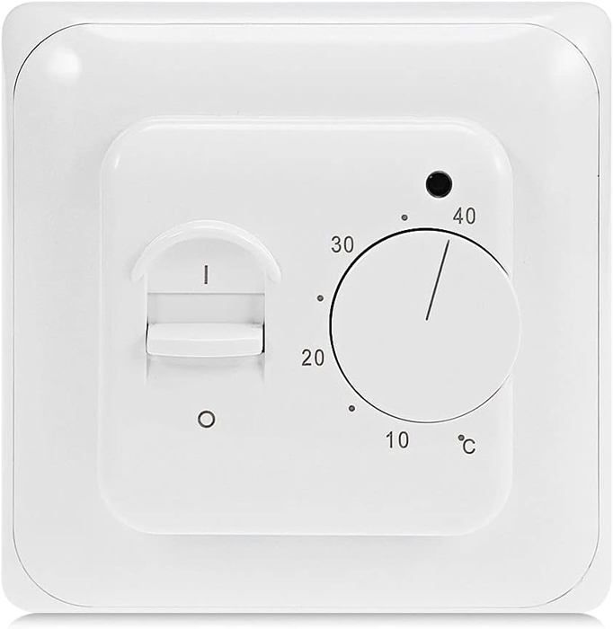 Thermostat Mécanique Pour Chauffage Au Sol - Capteur De Sol Inclus - 5 à 40°C - Blanc 86x86mm - 220V
