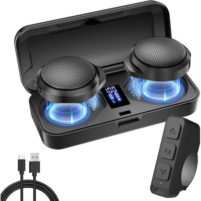 Oreillette Moto Bluetooth de Casque BT53 Écouteurs de Moto sans Fil Mains Libres avec Étui de Charge pour Le Ski Lescalade