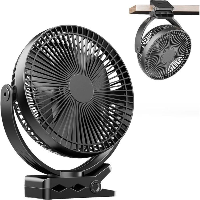 ®RisingFF Mini ventilateur USB à pince de 8 pouces avec batterie de 10 000 mAh petit ventilateur de bureau portable 4 vitesses - Risingff