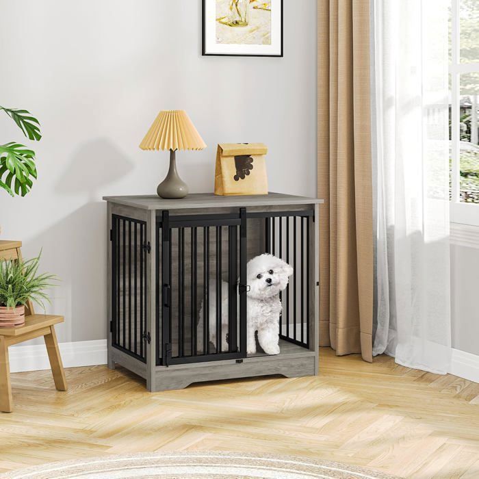 Meilleurs prix pour 69 cm Cage pour ChiensTable d’Appoint Niche Moderne pour Chiens Maisonnette pour Animaux 69 × 49 × 645 cm Ivoire Clair