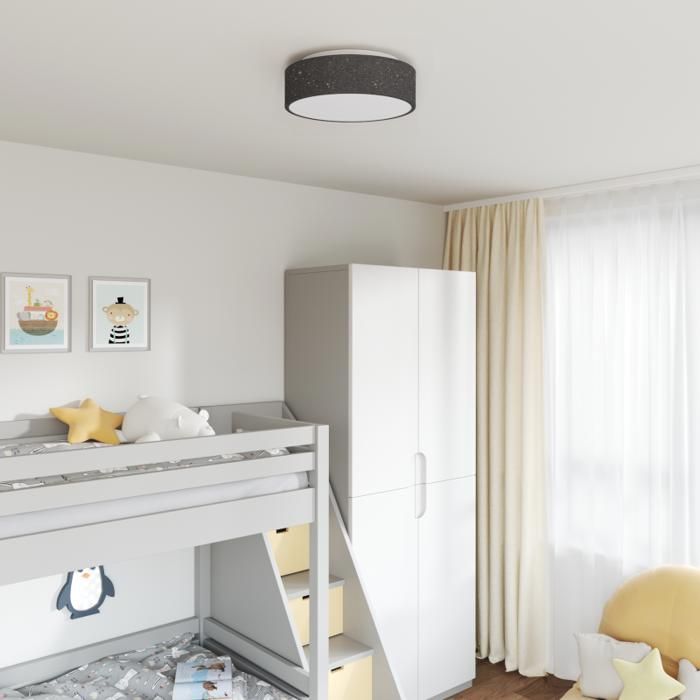 Lampe de plafond - Abat-jour étoilé - Noir - Ø 38 cm - E27 - Métal et Tissu Lampe de plafond - Abat-jour étoilé - Noir - Ø 38 cm - E27 - Métal et Tissu