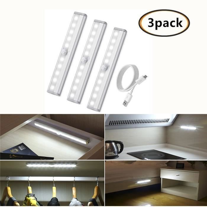 Lampe LED Détecteur De Mouvement,Sans Fil Lampe De Placard Interieur, Éclairage Led Cuisine Sous Meuble,Veilleuse Pour Armoire -2 - Maison