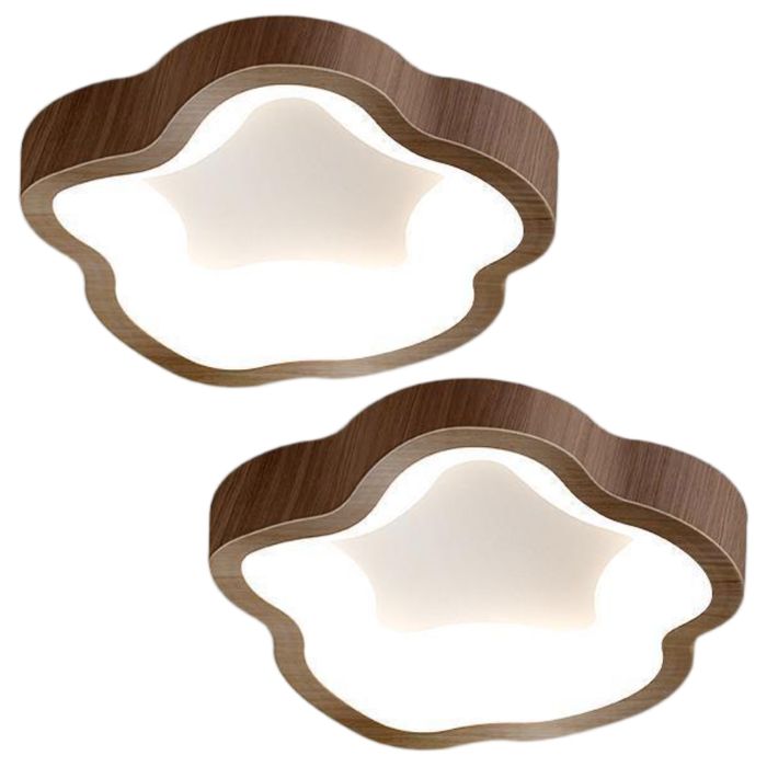 WOTTES Plafonnier LED Moderne Noyer - 14W Blanc froide Luminaire Fleur Lampe de Plafond pour Couloir Salle de bain - 2pcs Dia 23cm