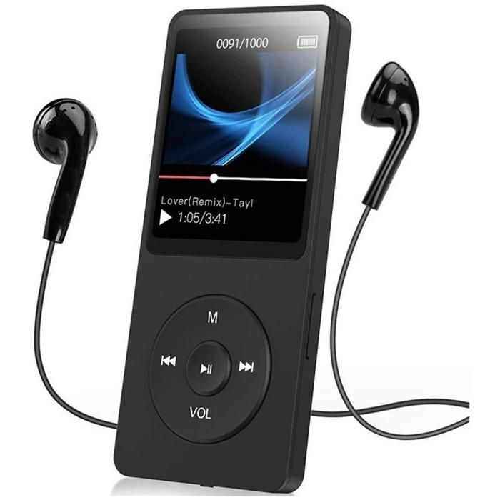 Lecteur MP3 64 Go Bluetooth FM qualité sonore HD compact et portable noir