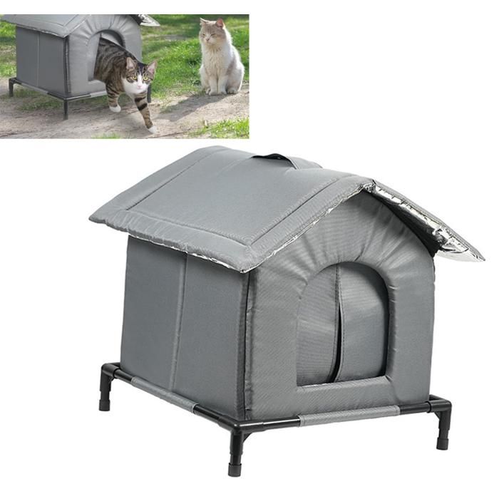 Niche dextérieur pour Chat Abri Chat Hiver Cabane Chat Exterieur Hiver et Pluie Coupe-Vent et Chaude Niche pour Animaux