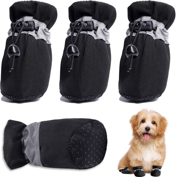 Comparer les prix de Lot de 4 paires de chaussures pour chien bottes antidérapantes noires
