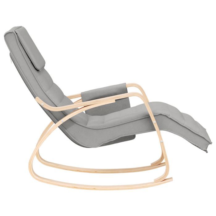 Fauteuil Allaitement - Gris - Chaise à bascule - Rocking Chair - Gris clair Tissu 67x80x88 cm F1530