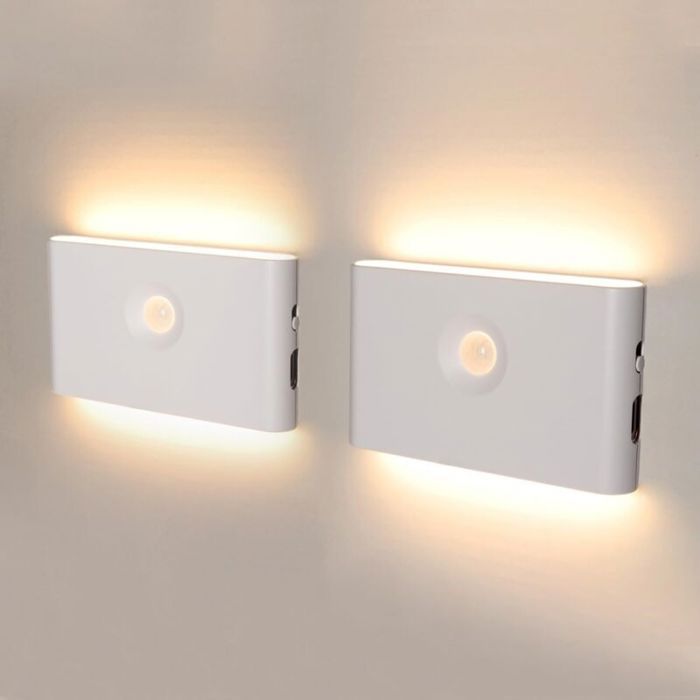 Veilleuse - Éclairage dEscalier LED - Rechargeable USB - Lumière Blanc Chaud - Blanc