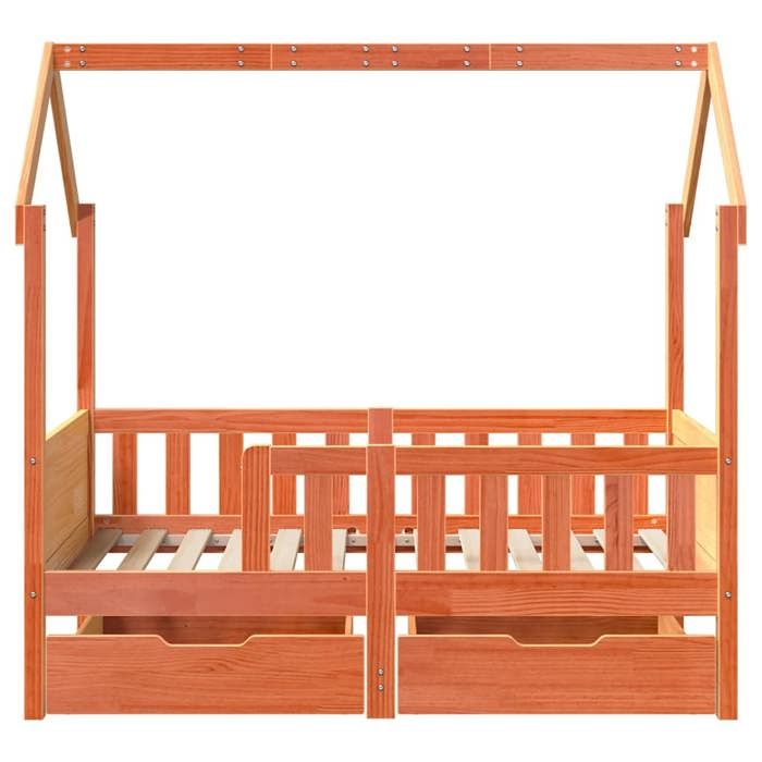 Lit 70x140cm - VIDAXL - Cadre de lit MODERNE - enfant avec tiroirs sans matelas - bois L16163