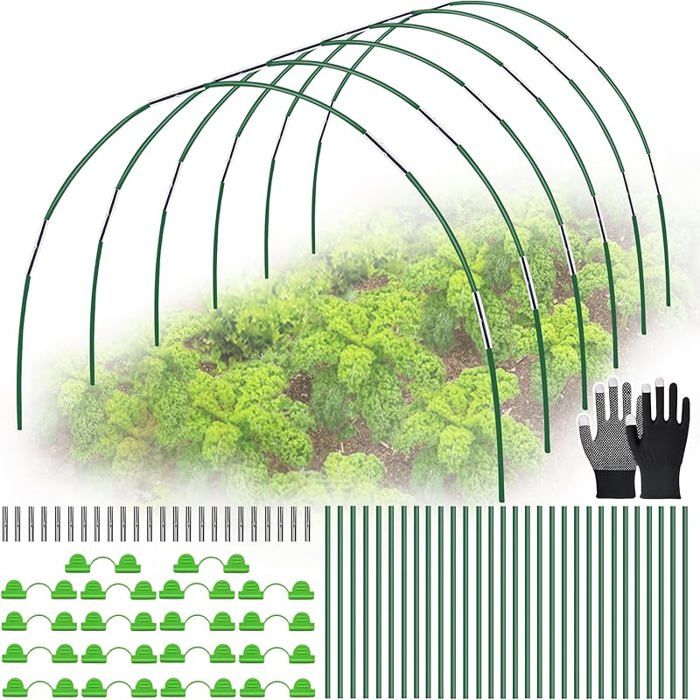 30PCS Arceau pour Serre Tunnel 40CM Kit de Maison de Cerceau de Jardin en Fibre de Verre Arceaux Serre de Jardin Support