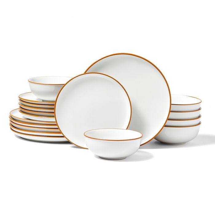 Service de Table 18 pcs pour 6 Personnes-VEVOR-Assiettes et Bols Ronds Vaisselle en Céramique Résistante aux Rayures Blanc