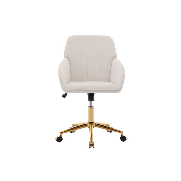 Maison Fauteuil de bureau en velours doux design moderne pivotant base métallique dorée dimensions 62x60x97cm