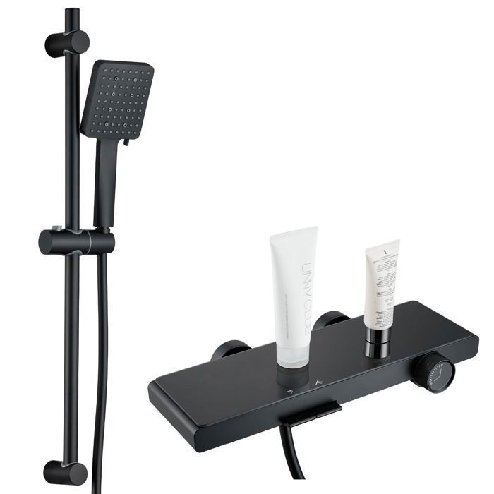 Robinet de douche baignoire - AURALUM MAX - Design Piano - 2 fonctions - Douchette 6 modes - Barre réglable 360°
