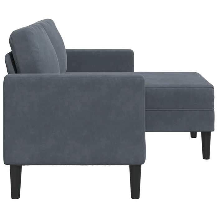 Canapé 2 places avec méridienne en L gris foncé 125 cm velours_2 ans garantie_40428