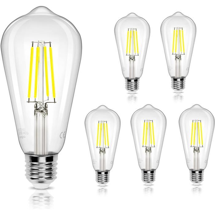 Ampoule Led Filament E27 Blanc Froid 6500K 1050Lm 8W Equivalent À Ampoule Incandescente 69W Rétro Ampoule Led St64 Non-Dimma[BI197]