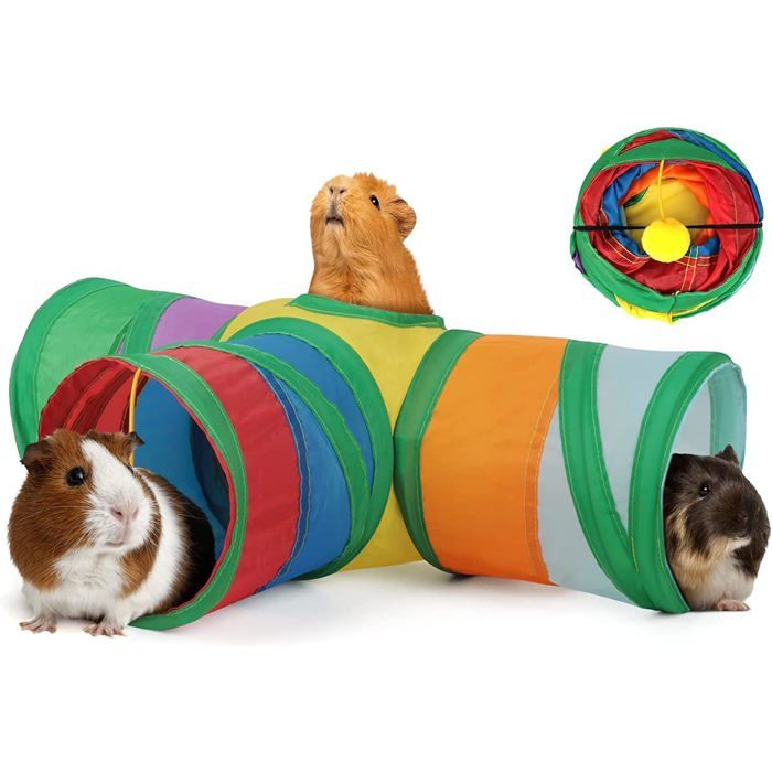 Tunnel 3 Voies Cochons DInde Avec Lucarne Jouet Petits Animaux[BI6]