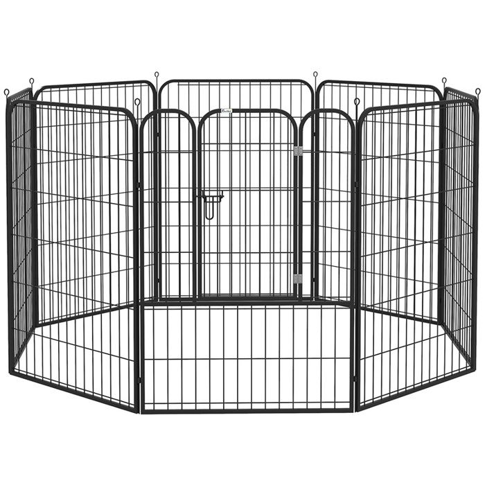 Enclos chien 8 piéces 100 cm maille acier porte verrouillable Enclos chien 8 piéces 100 cm maille acier porte verrouillable