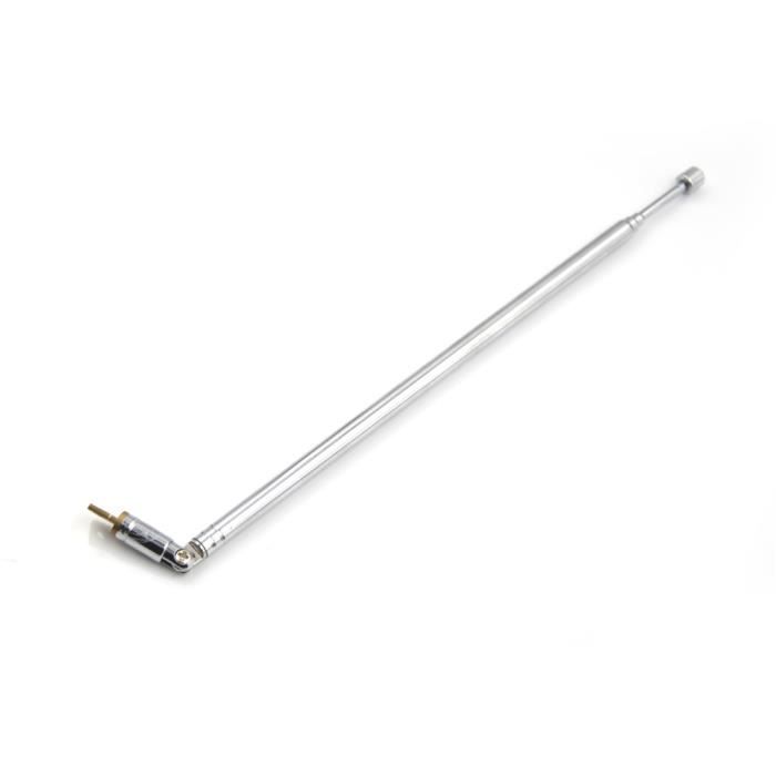 Antenne Télescopique 4 Sections Acier Inoxydable Et Laiton - Longueur 14 à 37,5 Cm - Remplacement Pour Radio AM/FM, TV, Télécommande - Universelle Et Facile à Installer