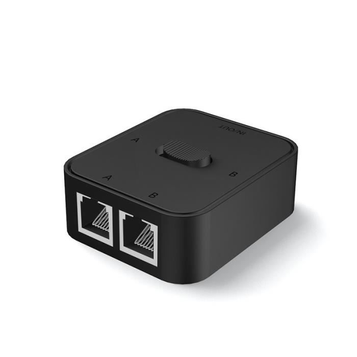 Commutateur Réseau Gigabit 2 Ports RJ45 - Switch Selecteur Mécanique - Plug & Play - Pour Basculer Entre 2 Réseaux - 10